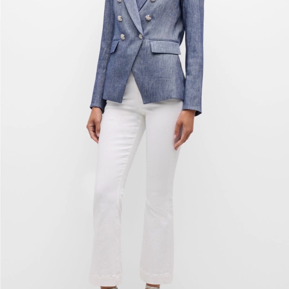 Veronica Beard Miller Dickey Jacket Light Blue Denim Blazer with Silver Buttons - Picture 5 of 14